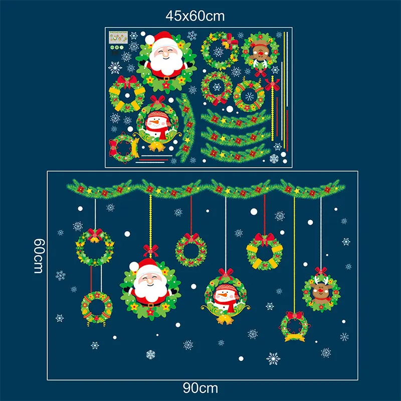 Merry Christmas Decorations for Home New Year Santa Claus flower ball bedroom glass window Removable Wall Stickers Navidad Natal (8)