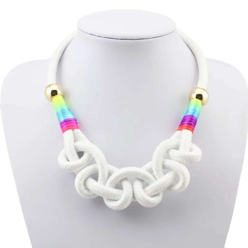 

Fashion Wholesale Neon Rope Chain Necklace Cotton Pendant Choker Short Design Woman's Necklaces Hot Sale Gift For Girl Jewelry