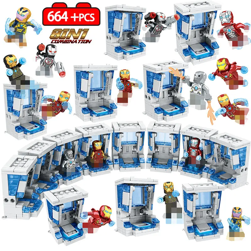 

664pcs Marvel Avengers Base Station Building Blocks Compatible Legoinglys Super Heroes Iron Man Figures Bricks Toys for Kids