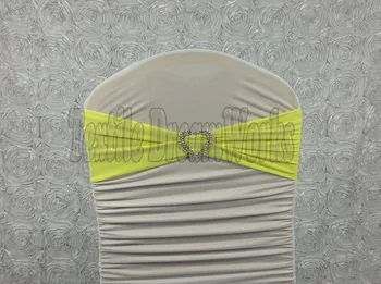 

Hot Sale Lemon Yellow Spandex Bands / Lycra Band /Chair Covers Sash With Heart Shape Buckle For Wedding & Banquet