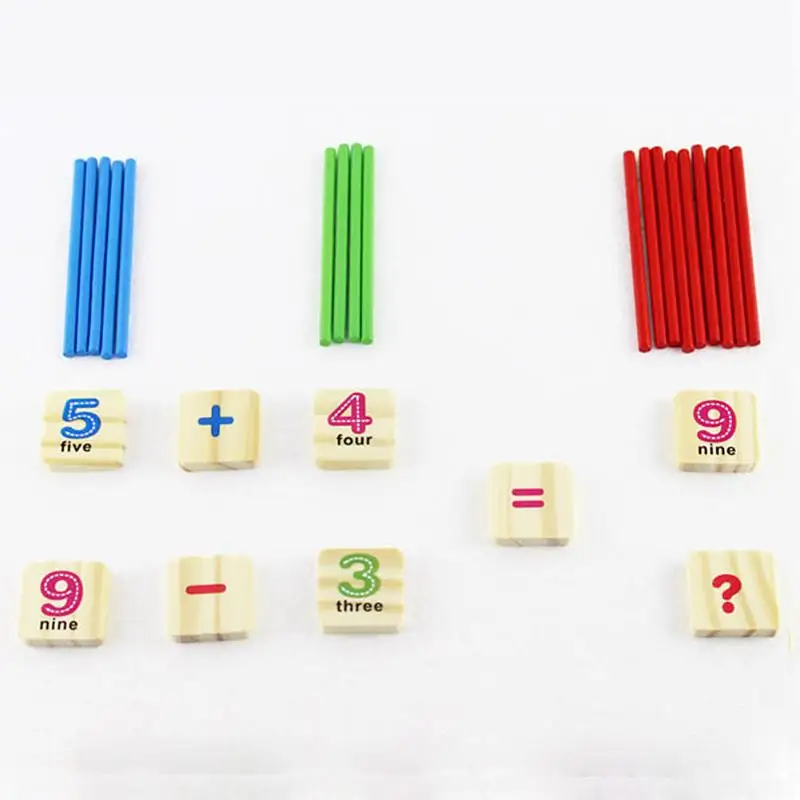 F-blue Wooden Counting Sticks And Numbers Blocks Toy Intelligence Sticks for Kids Mathematical Development