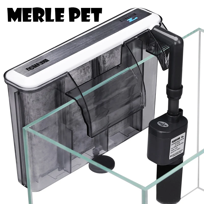 MERLE PET Aquarium Filter Box Waterfall Water Pumps Active Carbon Sponge Board fish tank