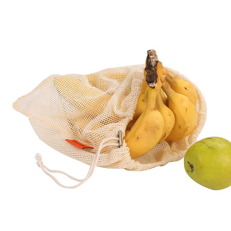 Многоразовая сумка для хранения, хлопковая сетка для защиты овощей, Сетчатая Сумка с кулиской, фруктовый рюкзак сумки для покупок, аксессуары для дома, кухни