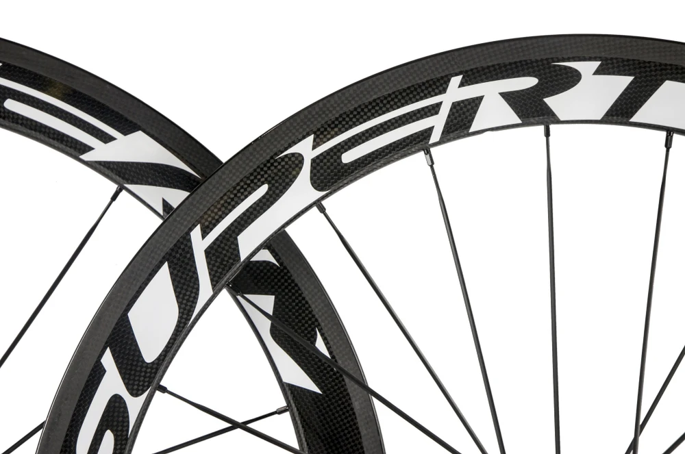 Best Superteam 50mm carbon wheels 700c clincher 23mm road bike wheelset in glossy finish with powerway hub 7