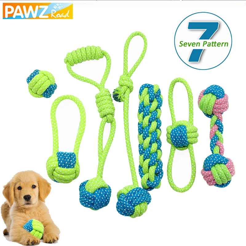 Buy PAWZRoad 7pcs Cotton Dog Rope Toys Knot Puppy Safe