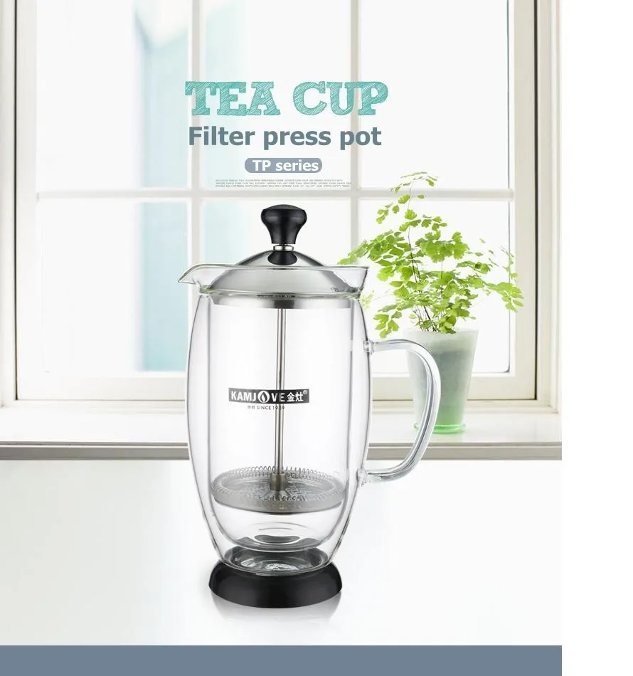 Kamjove Метод давления горшок французский Пресс чайник термостойкий стеклянный чайный набор цветочный чай двойной слой горшок чашка