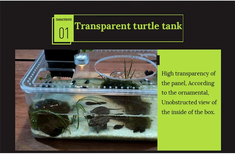 Пластиковый прозрачный аквариум для разведения рептилий, коробка для кормления, большая емкость, аквариум, ванна для обитания, черепаха, платформа для аквариума
