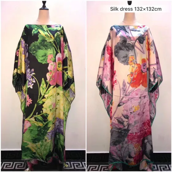 

Length 132 cm x 132 cm Bustline Italian Kaftan Silk dresses elegant Summer beach Silk African Women dresses African clothes