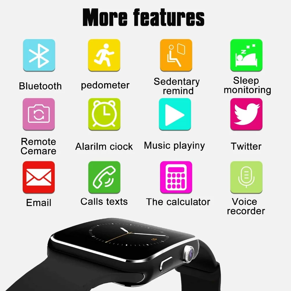 New Arrival Smart Watch with Camera Touch Screen Support SIM TF Card Bluetooth Smartwatch For iPhone Xiaomi Android IOS PK Q18