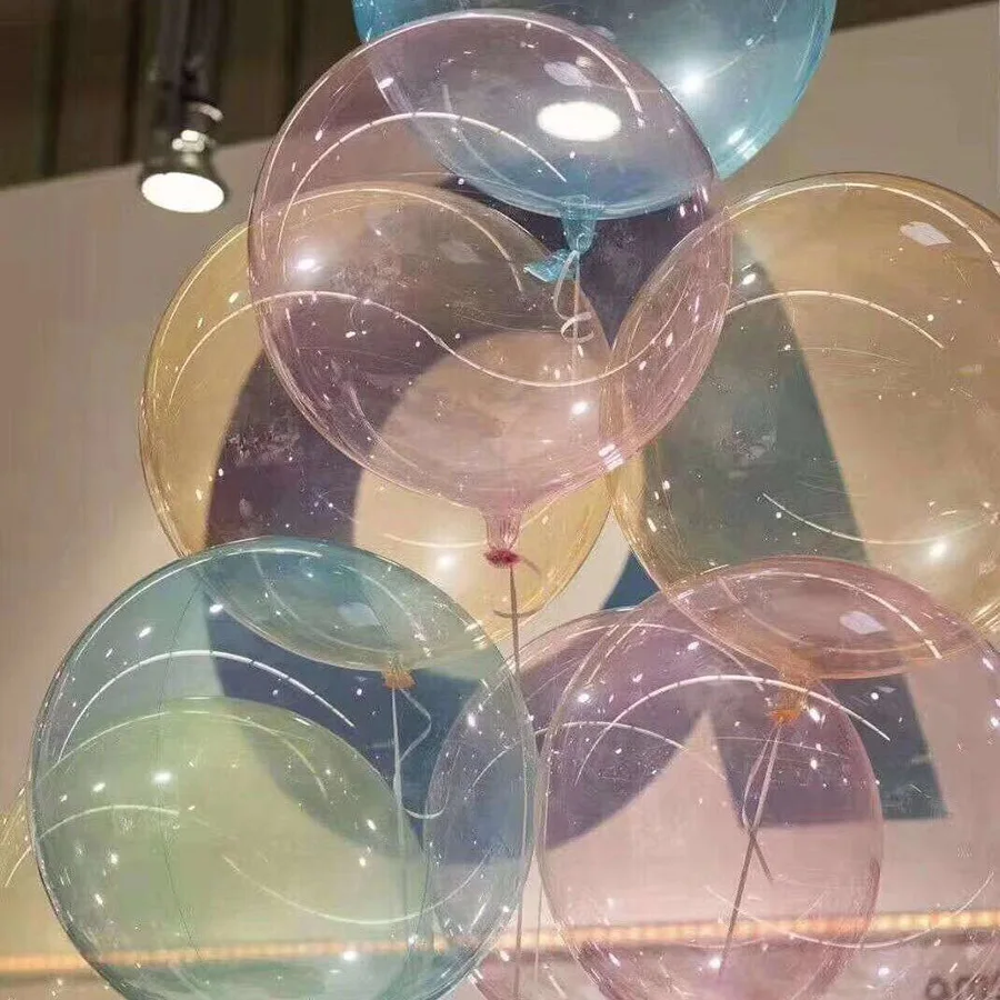 

5pcs/lot 16 inch Colorful Crystal Balloon Round Bobo Transparent Clear Balloons Wedding Decro Helium Inflatable Balls