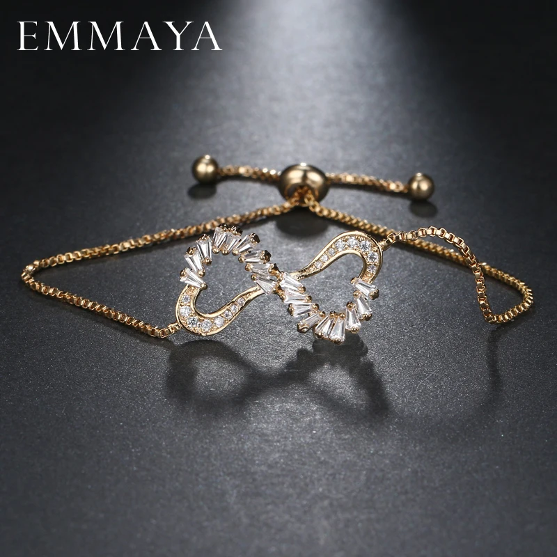 

EMMAYA Sparkling Luxury Prong Setting CZ Bracelet Lovely Bow Tie Butterfly Gold Color Zircon Bracelet Jewelry