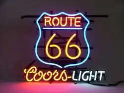 Route 66 Coors L стеклянный неоновый свет знак пивной бар