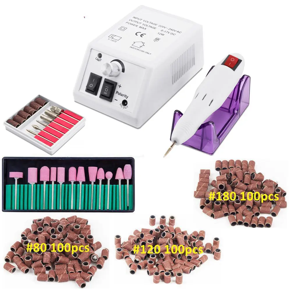 Электрический Маникюрный станок, набор сверл для ногтей, ручка, инструменты для педикюра, фреза для маникюра, профессиональный Гель-лак для удаления - Цвет: 828WhiteNF1201 3Sand