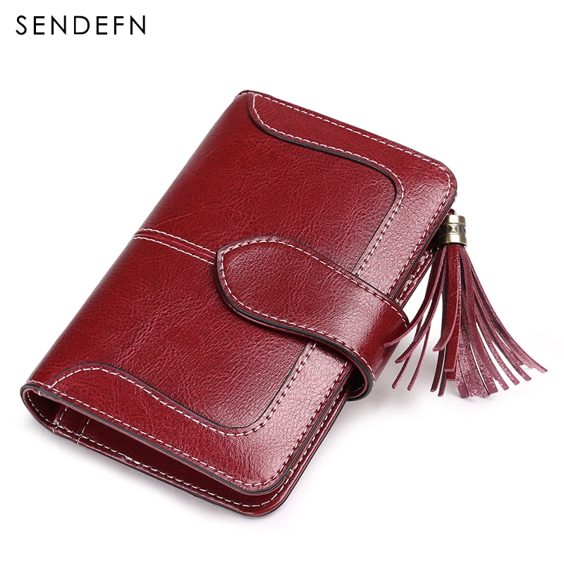 SENDEFN 2018 New Arrival Wallet Female Small Purse Leather Short Women Zipper Pocket Tassel Blue Two Fold Coin | Багаж и сумки
