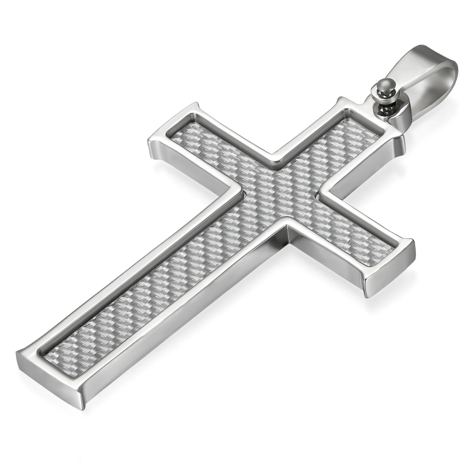 HTB1 QjhgStYBeNjSspaq6yOOFXab BONISKISS Carbon Fiber Stainless Steel Men's Cross Necklace 21.5 Inch