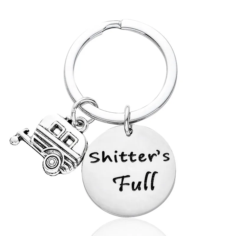 

Stainless Steel Shitter's Full Keychain Camper Car Trailer Keyring Key Chain Jewelry Gifts Camping Women Men