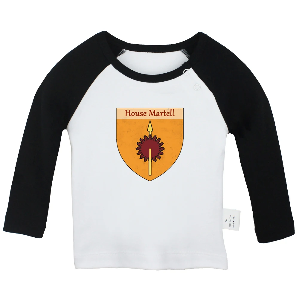 YcBabyYCB2160C Золотая Роза Игра престолов дом футболка Tyrell Martell Unbent Unbroken Новорожденный ребенок футболки малыш Графический длинный рукав футболки топы - Цвет: YcBabyYCB2160C