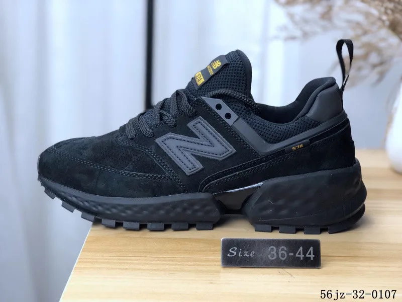 NEW BALANCE 574, три модели, мужские и женские кроссовки, Ретро стиль, повседневная обувь, NB574, спортивная обувь для отдыха и бега, 36-44 - Цвет: Black