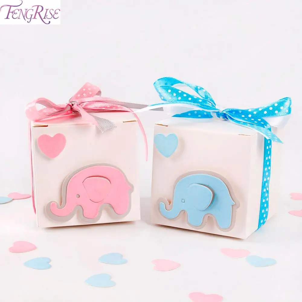 

FENGRISE Elephant Candy Box Kraft Paper Bags For Gifts Box Goody Bags For Birthday Parties Cardboard Box Baby Shower Packaging