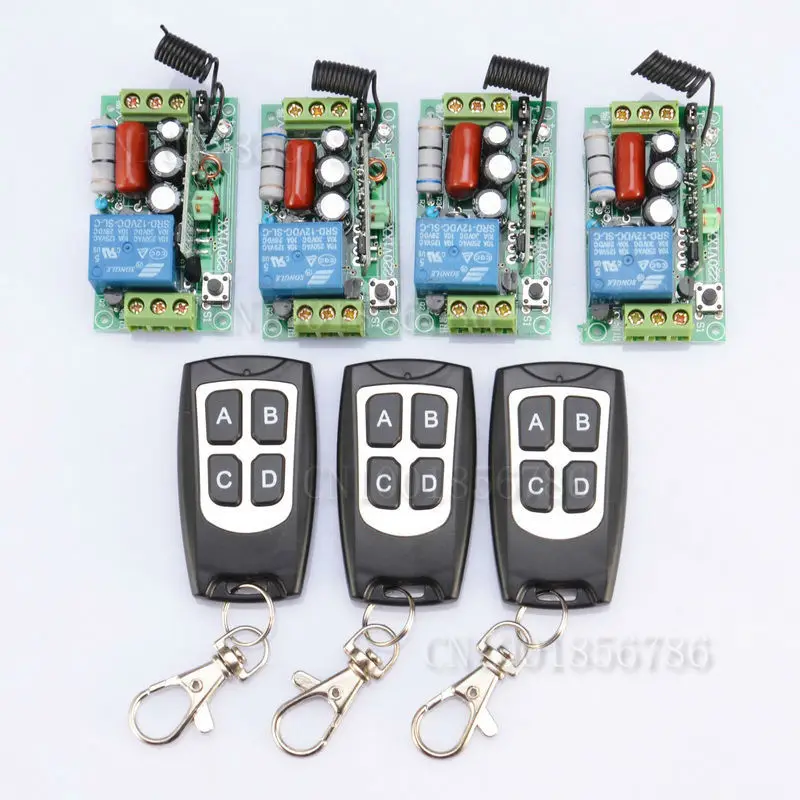 

Receiver & Transmitter 220V 1CH 10A Wireless Remote Control Relay Switch System Light Lamp LED SMD ON OFF