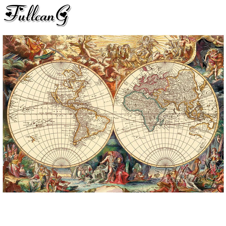 

FULLCANG 5d diy diamond embroidery world map diamond painting full square/round drill diamond mazayka wall decor sale FC1441