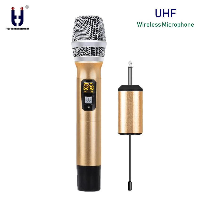 

New UHF Wireless Microphone System Handheld LED Mic UHF Speaker with Portable USB Receiver For KTV DJ Speech Amplifier Recording