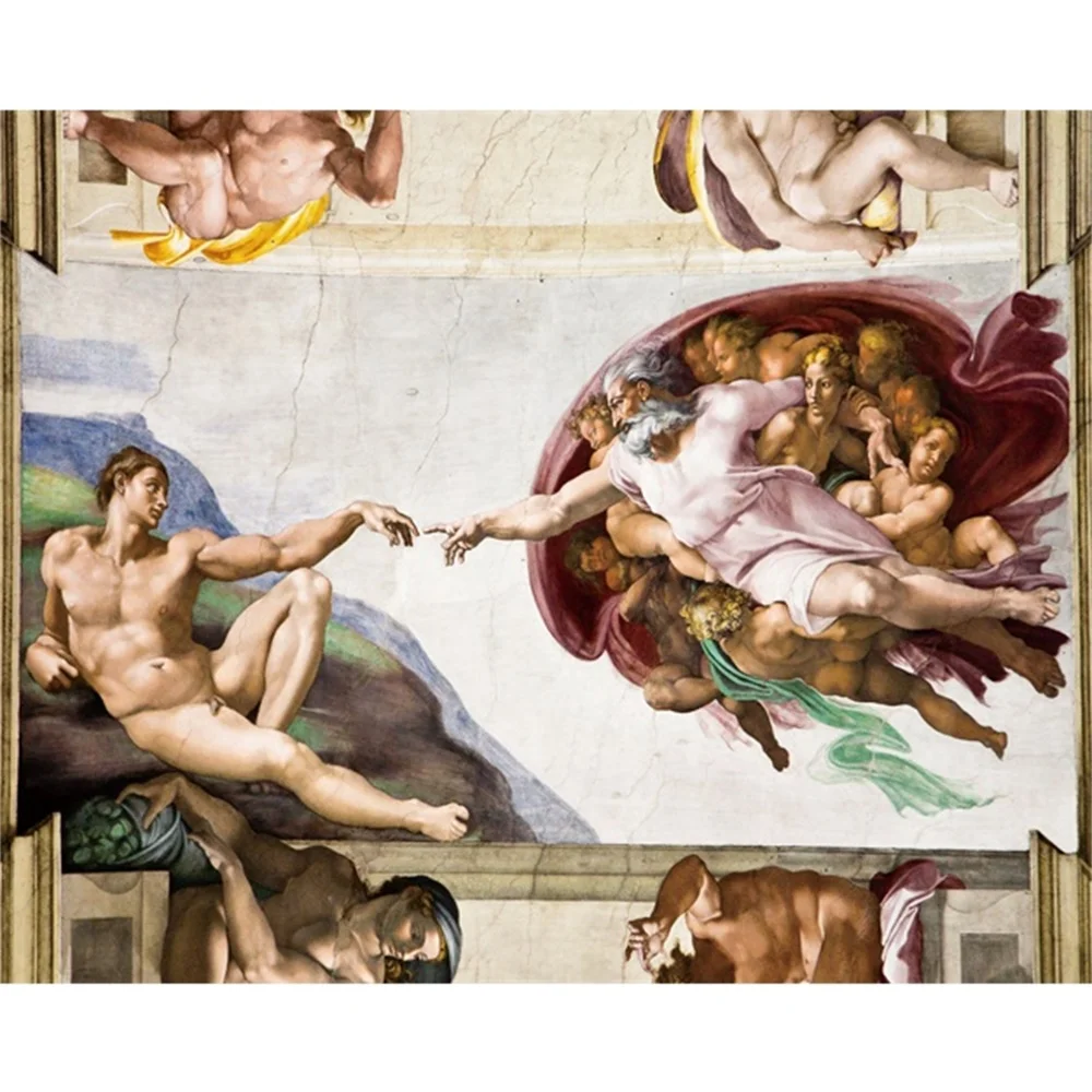 

Laeacco Canvas Calligraphy Painting The Sistine Chapel Ceiling Posters and Prints Wall Art Pictures for Living Room Home Decor