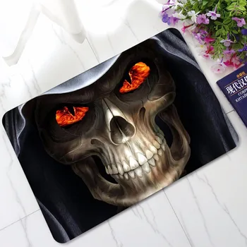 

CAMMITEVER Fashion Skull Patterns Print Bath Kitchen Floor Door Bedroom Mats Carpet Non-Slip soft Flannel Home Rugs