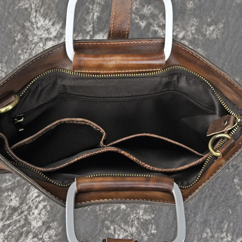 AETOO New European and American business Men's briefcase tree ointment leather man bag retro men's handbag casual shoulder bag