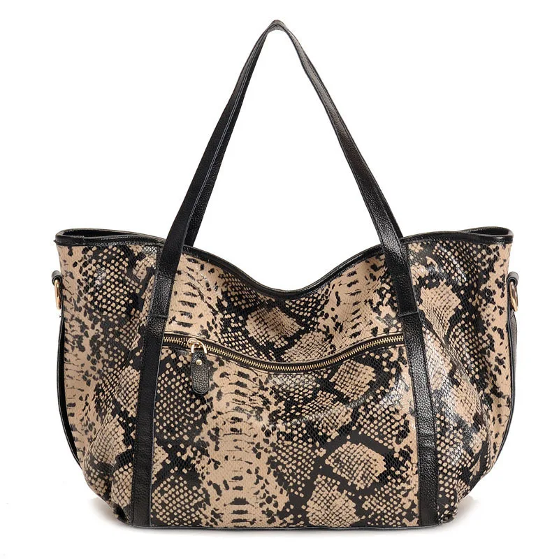 

Snake pattern Genuine Cowhide leather women handbag European and American brand Female purses houlder bag shoulder bag Mummy bag