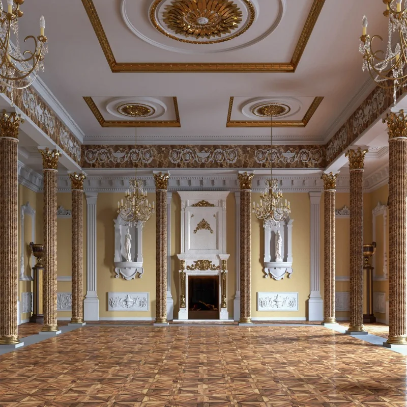 Laeacco Luxury Palace Interior Fireplace Chandelier Photography Backgrounds Customized Photographic Backdrops For Photo Studio