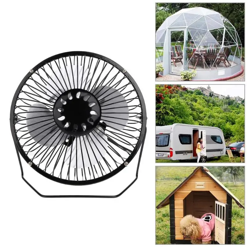 

6inch USB Solar Sensor Cooling Fan 5W Folding Solar Panel Bag Mobile Phone Charger for Dog House Greenhouse Chicken House
