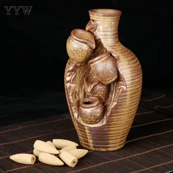 

Bottle Incense Burner Backflow Waterfall Incense Holder Ceramic Censer Handcrafts Aroma Burner Aromatherapy Home Office Decor