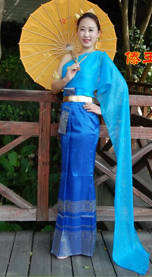 Тайская женская одежда Dai Songkran синий комбинезон тонкий задний ropa la thailande des vetements la induandia indumenti - Цвет: No accessories