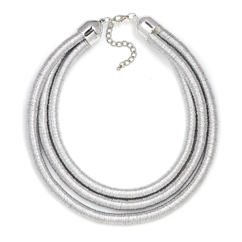JURAN, 6 цветов, модное, шикарное ожерелье-чокер, 3 слоя, цепочка на цепочке, ожерелье, колье, женское, макси ювелирное изделие - Окраска металла: Silver