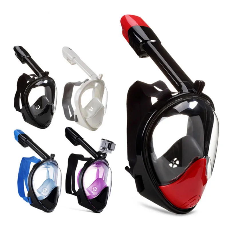 

Full Face Snorkeling Mask Panoramic View Scuba Underwater Anti Fog Waterproof Diving Mask Swimming Snorkel Masks GoPro Bracket