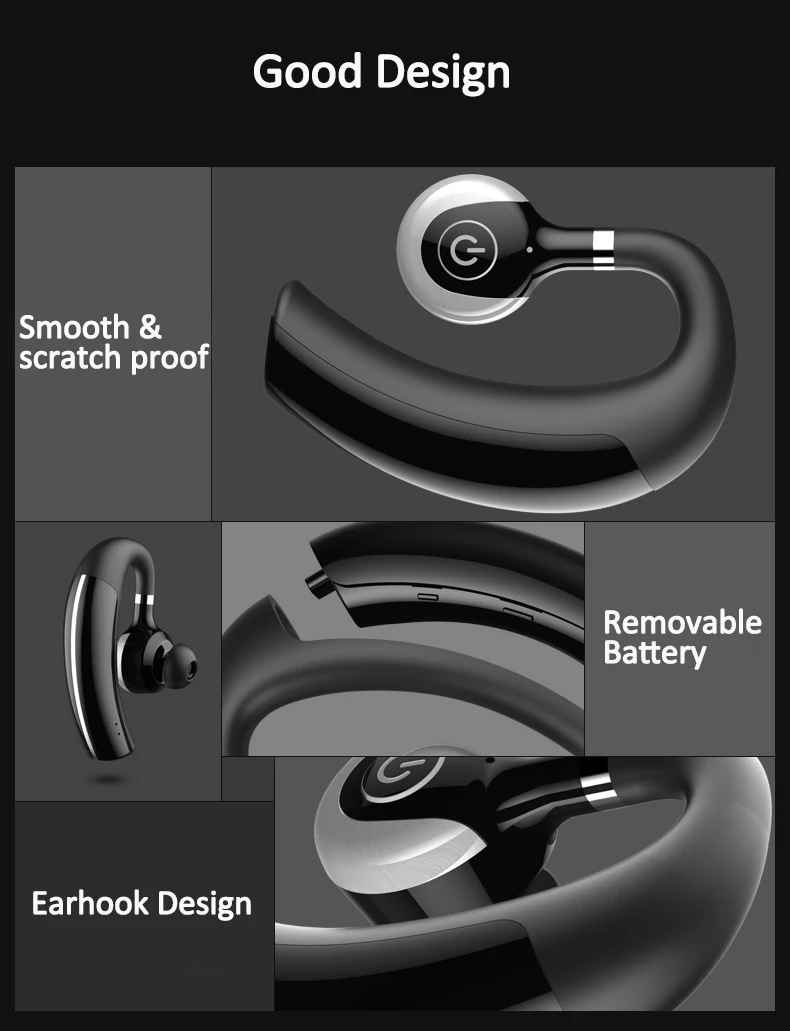 wireless headset with removable battery