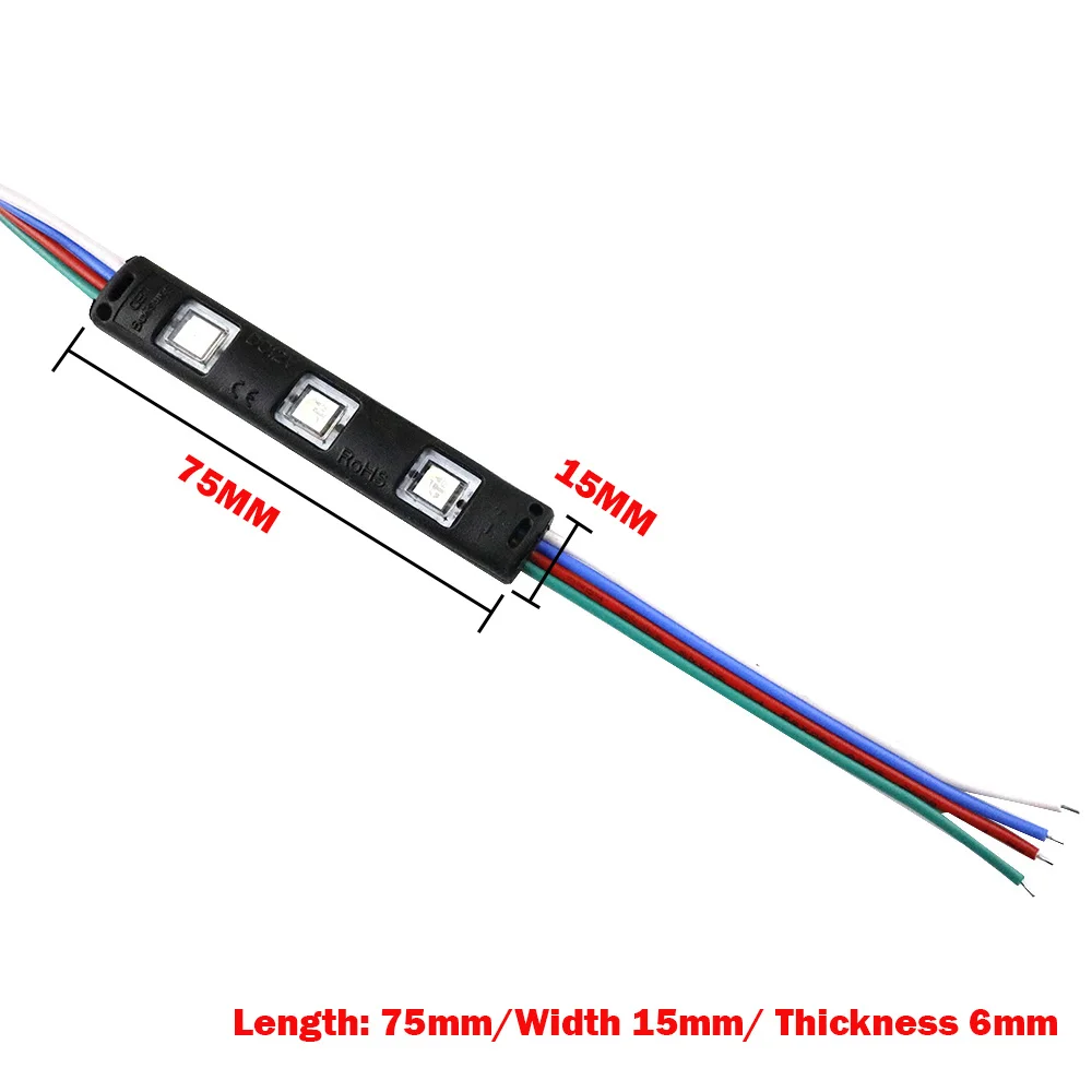 Водонепроницаемый светодиодный модуль RGB 5050 SMD с 3 светодиодами 20 шт./лот IP67