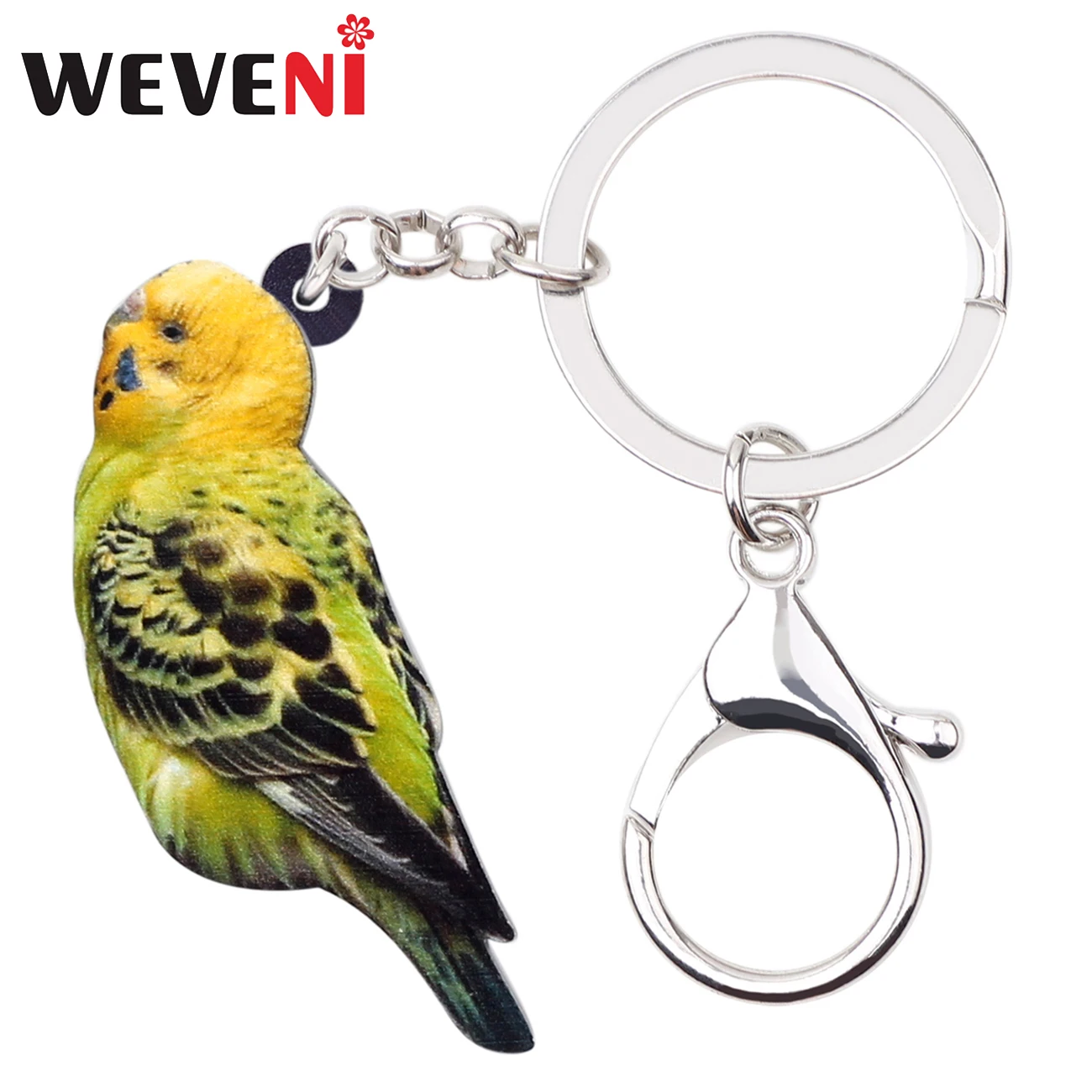 WEVENI акриловый Budgerigar брелок для ключей кольцо с тропическим животным ювелирные