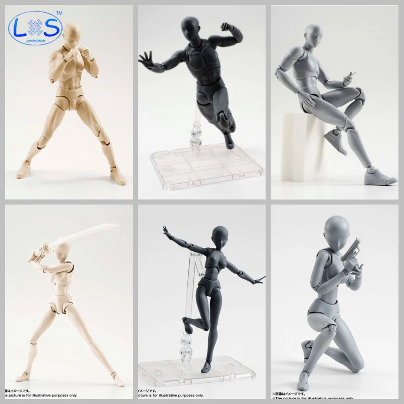 

(LONSUN)10 Styles Anime Archetype He She Ferrite Figma Movable BODY KUN BODY CHAN PVC Action Figure for Collectible Model Toys