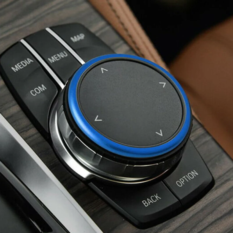 

1pc Auto Aluminum Alloy Center Console Cover Ring For BMW F30 F32 Blue Multimedia Controller Decor Trim Interior Accessories