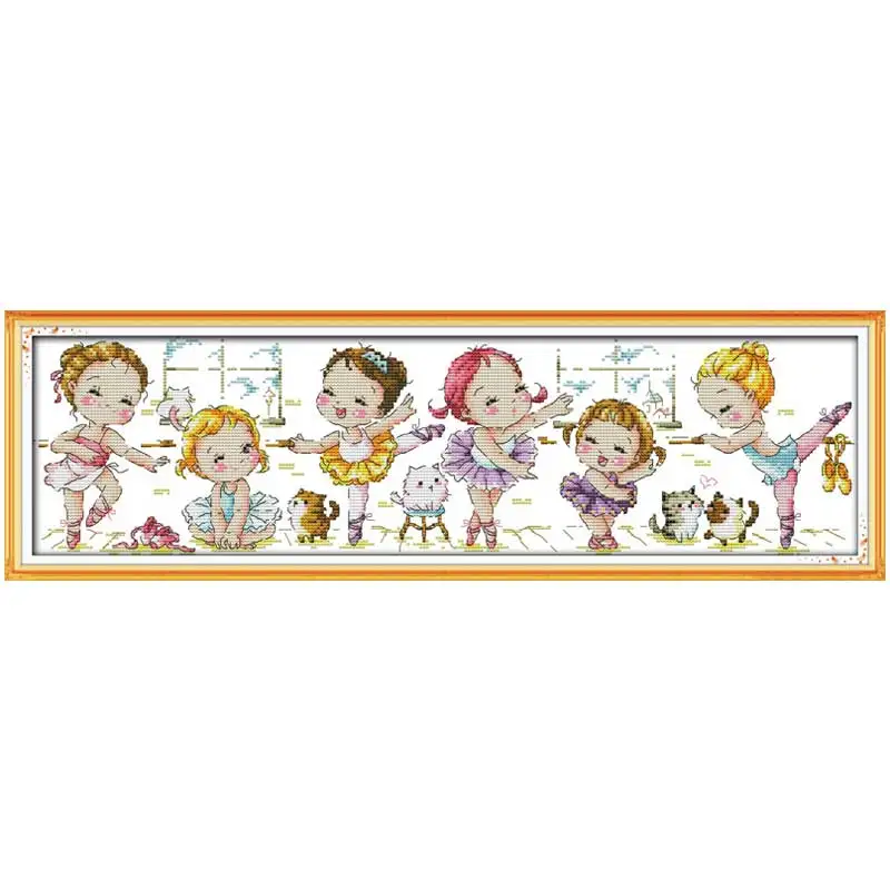 A Ballet School Patterns Counted Cross Stitch Set 11CT 14CT 16CT Stamped DMC Cross-stitch Kit Embroidery Needlework Home Decor