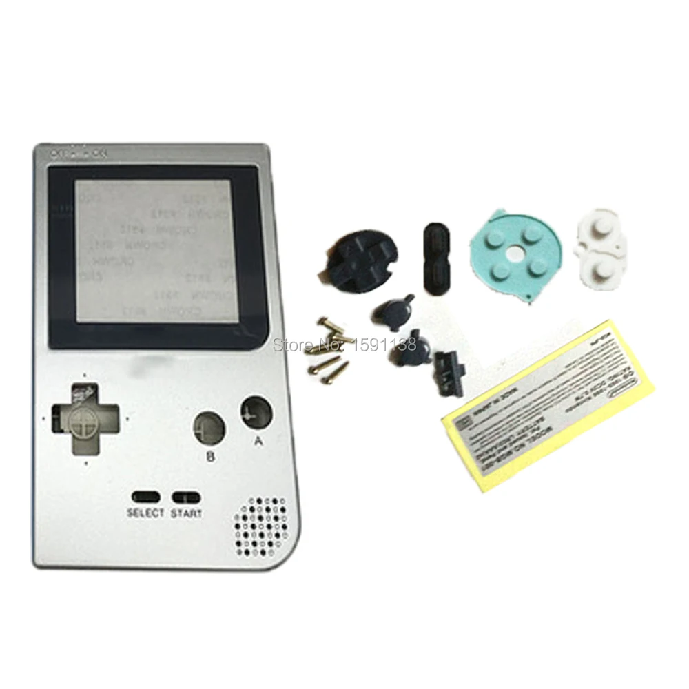 

New Silver Color Plastic shell Replacement Part For GBP gameboygb pocket console housing With Rubber Pads