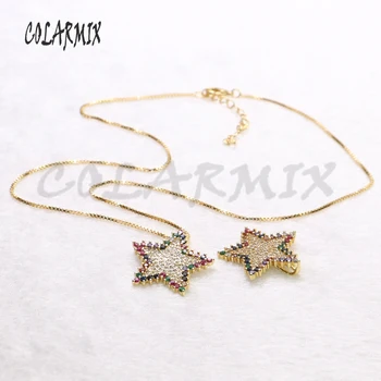 

8 Pieces Rainbow color hollow star jewelry Necklace gift for lady for star pendant wholesale jewelry