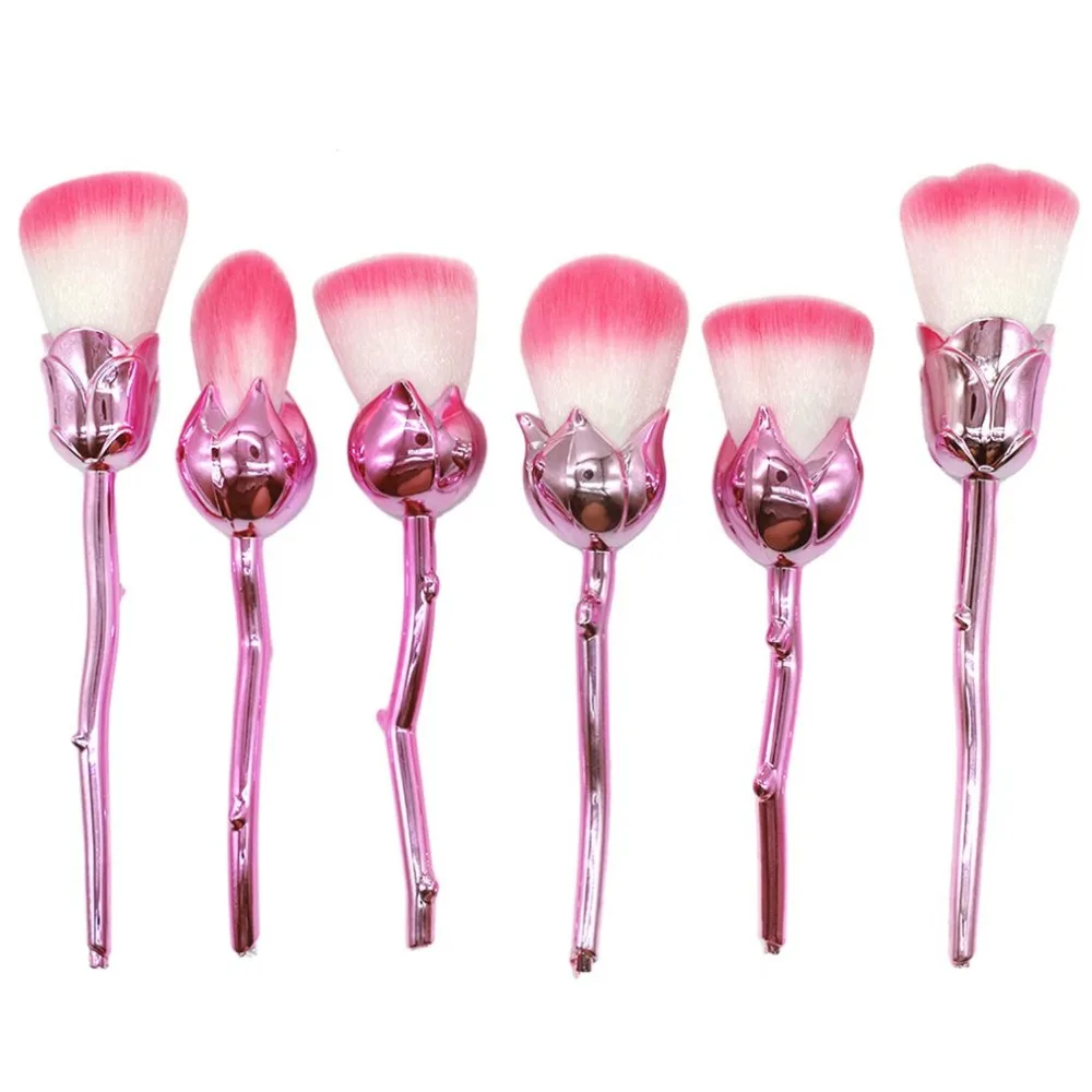6PCS/SET Rose Flower Shape Makeup Brushes Foundation Powder Make Up