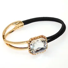 Miasol романтическая мода квадратный металлический браслет с кристаллами браслет с черным браслет из эластичной ленты ремешок для женщин вечерние подарок