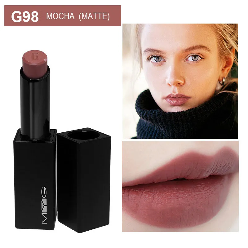 MYG, высокое качество, сексуальный макияж губ, красная влажная матовая помада для губ, водостойкая квадратная трубка, магнитная шоколадная ароматическая помада - Цвет: G98
