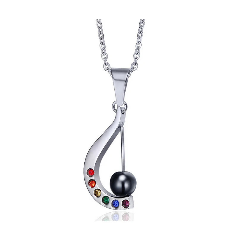 

Fashion Women Gay Pride Necklace Pendant Jewelry Stainless Steel Moon Design with Hematite Pendants for Women