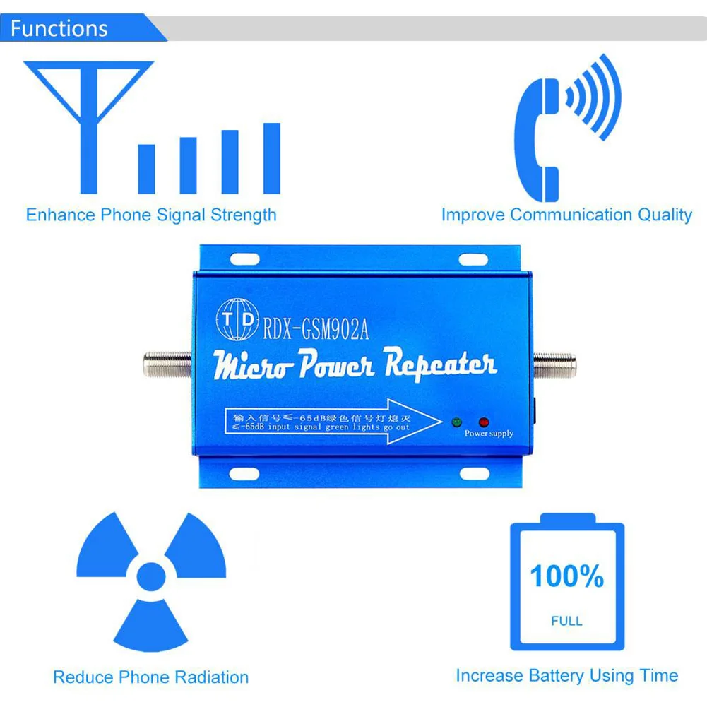 

High Quality 2G 3G 4G GSM 900MHz Mobile Phone Signal Booster Amplifier Repeater EU Plug