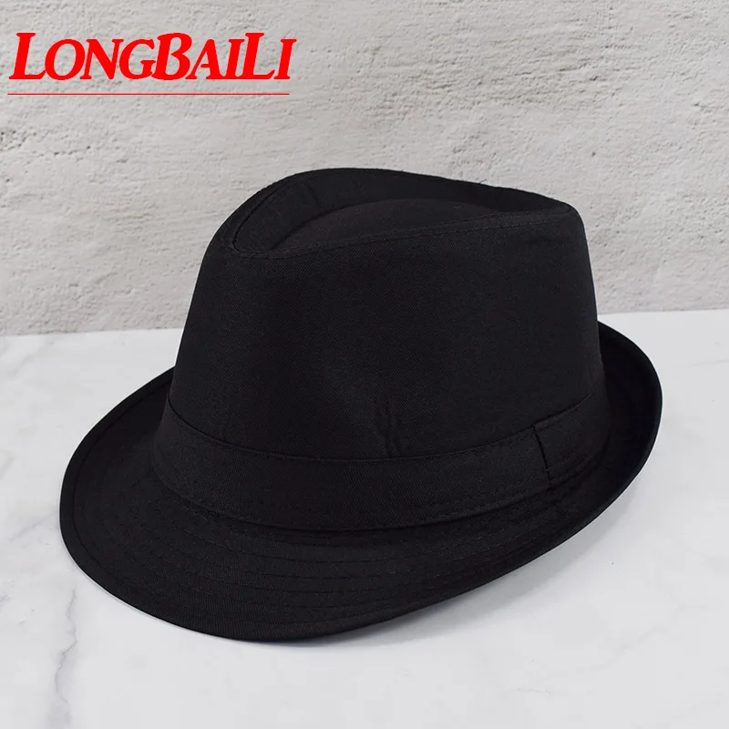 

Black Fedora Hats For Men Chapeu Masculino Panama White Trilby Jazz Caps Gangster Hats Free Shipping MEDB003